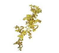 Patch Thermocollant Paillettes brodées en soie délicate, 5 pièces, or blanc rouge, accessoires de mariage, cordon dentelle multicolore, bricolage(Gold)