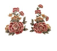 Patch Thermocollant Patch de fleur de Rose brodé 2 pièce/ensemble, artisanat de bricolage for jean, chapeau, sac, vêtements, accessoires, Badges(49-sew)