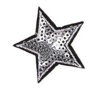 Patch Thermocollant Patch Étoiles À Paillettes, 10 Pièces, Autocollants, Appliques En Tissu Brodées(Silver)