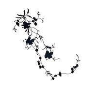 Patch Thermocollant Patch thermique avec appliques florales 51x17CM, tissu à fleurs de pensée, broderie repasser sur patchs, autocollants for vêtements, robe pour les Chapeaux(Black)