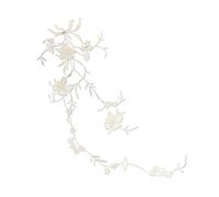 Patch Thermocollant Patch thermique avec appliques florales 51x17CM, tissu à fleurs de pensée, broderie repasser sur patchs, autocollants for vêtements, robe pour les Chapeaux(Silver)