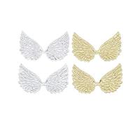 Patch Thermocollant Patchs d'ailes d'ange Double face en tissu or et argent, 20 pièces, for bricolage artisanat, épingle à cheveux, accessoires de décoration(Mixed)