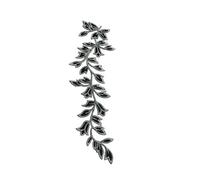 Patch Thermocollant Patchs en tissu à feuilles longues 24x6.5CM, 2 pièces, patchs brodés floraux sur autocollants for robe, Cheongsam, rideaux pour les Chapeaux(Black With Silver)