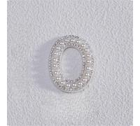 Patch thermocollant pour veste de mariée blanc perle et cristaux (O) | Dimensions : 10,5 cm x 3 cm, couvre de grandes surfaces, alphabet de A à Z disponible, dos thermofusible