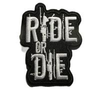 patch thermocollant ride or die 6.5x5 cm noir et blanc biker motard