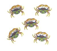 Patch Thermocollant Vetement Lot De 5 Ou 13 Patchs Brodés Thermocollants Représentant Des Animaux Du Monde Sous-marin, Des Étoiles De Mer(5PCS-Crab)