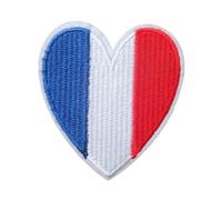 Patch Theromcollant Coeur France Ecusson Tricolore Bleu Blanc Rouge