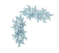 Patch Tissu 2 Pièces Écusson Fleur Dentelle Broderie Applique Patches Décoratifs Correctifs de Coudre Dentelle Accessoires de vêtements à Fleurs Brodées pour Bricolage Coudre Décorer (Bleu clair)