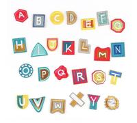 Patch Vetement Patchs autocollants avec lettres de l'alphabet anglais AZ, 26 pièces, for vêtements, dessin animé, bricolage, rayures brodées, Badges(NO.3)