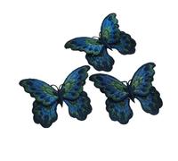 Patch Vetement Patchs de broderie papillon for vêtements, 3 pièces, Parches brodées d'animaux, Appliques for décoration vestes, DIY bricolage(3pc deepblue)
