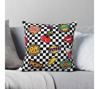 Patch Work Pop Art Checker Taie d'oreiller carrée en polyester lin velours fermeture éclair décorative maison 45 x 45 cm