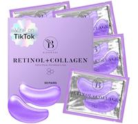 Patch Yeux Anti Cernes et Poches - Niacinamide - Collagène - Rétinol | Formule Vegan Enrichie en Acide Hyaluronique, Huile de Ricin et Extrait de Thé Vert, sans Cruauté envers les Animaux - 30 Pcs