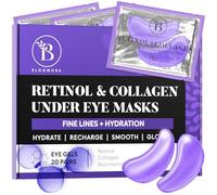 Patch Yeux Anti Cernes et Poches - Niacinamide - Collagène - Rétinol | Formule Vegan Enrichie en Acide Hyaluronique, Huile de Ricin et Extrait de Thé Vert, sans Cruauté envers les Animaux - 20 Pcs