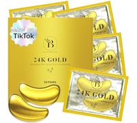Patch Yeux Anti Cernes et Poches - Or 24K - Niacinamide, Acide Hyaluronique | Formule Vegan à l'or 24 Carats, Huile de Ricin et Collagène Hydrolysé, sans Cruauté envers les Animaux - 30 Pcs