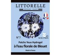 Littorelle - N°7 Patch Yeux Hydrogel à l’eau florale de Bleuet - Made in France - Hydrate, Apaise et et Illumine le regard - Anti-cernes - Anti-poches - Soin Yeux fatigués