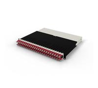Patchbox ONE 8 RU Cat.6a Panneau de brassage 24 ports avec système de gestion de câbles rétractable pour racks de 19", comprend des câbles réseau plats de 10 Go pour une configuration facile du réseau