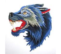 Patche Dorsal Loup Bleu Backpatche Brodé Thermocollant