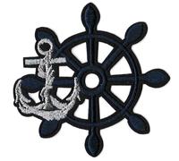 Patche écusson Ancre Marine barre bleu navy patch brodé thermocollant