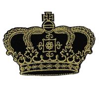 Patche écusson couronne royale dorée et noire patch brodé médiéval thermocollant