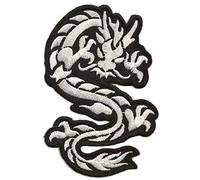 Patche Écusson Dragon Blanc Thermocollant Patch Brodé Asie Kung Fu Arts Martiaux