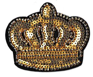 Patche écusson séquins Couronne royale dorée patch thermocollant