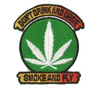 Patche ganja patch écusson thermocollant smoke & fly rasta feuille