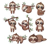 Patches à Repasser,Patches Thermocollantes Animaux | 8 Pièces Forme Paresseux Accessoires Mignons pour Sac à Dos T-Shirt Robe Filles Femmes Vêtements