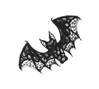 Patches en dentelle noire Bat - Bat web en dentelle de casse-coiffure | Décorations des chauves-souris d'Halloween | Tissu de cheminée d'Halloween | Décor de chauve-souris à broder avec design complex