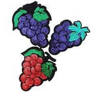 Patches Fruits Ecussons Applique Paillettes Raisin vin été Badge thermocollants a Coudre Vetement Couture