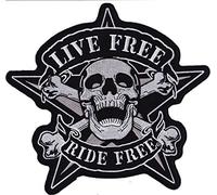 Patches - Live Free - Ride Free - Biker - Rocker - Chopper - Vest - Iron on Patch - Applique embroidery Écusson brodé Costume Cadeau- Give Away