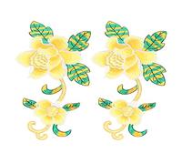 Patches Sewing Embroidered Flower Pattern DIY Hand Stitching Decorative Cotton Fabric Patches for Scrapbooking Crafts and Clothing Decoration 2pcs 22.5 x 11cm (Yellow)