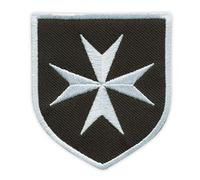 Patchion Croix De Malte - Bouclier Noir, 2,5 x 3 Pouces (6 x 8 cm) - Dos À Coudre - Patch/Badge/Insigne Brodé