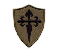 Patchion Croix de Saint Jacques olive foncé 6.7 cm x 5 cm Rectangulaire 1 pièce Militaire à coudre avec bordure coupe à chaud