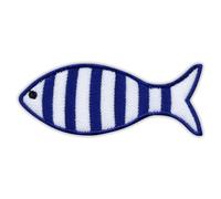 Patchion - Écusson brodé à coudre Motif poisson rayé bleu 3,4 cm x 8 cm - 1 pièce - Classique - Animal - Iron-on