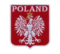 Patchion - Écusson brodé avec blason polonais - Rouge - 8 cm x 6.7 cm - Rectangulaire - À coudre - 1 pièce