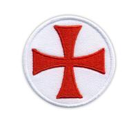 Patchion La Croix Des Templiers - Patch Rond - Crochet Noir Et Boucle - Patch Brodé/Badge/Emblème
