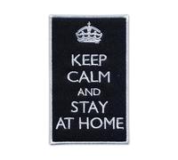 Patchion Restez Calme Et RESTEZ CHEZ VOUS - Noir Crochet Et Boucle - Patch/Badge/Emblème Brodé