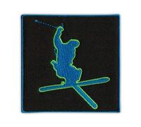 Patchion SKI Freestyler Écusson brodé à coudre - 8 cm x 8 cm - Noir - Moderne - Sport - Carré - Iron-on