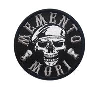 PatchKingdom Memento Mori - Patch brodé tactique pour équipement de motard, voyage, brassard, autocollant, boucle auto-agrippante - Patchs décoratifs brodés pour sac à dos (gaze)