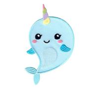 PatchMommy Écusson narval thermocollant enfant - patch brodé lavable 9 x 5 cm - à coudre ou à repasser pour vestes & sacs à dos