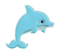 PatchMommy Patch Écusson Brodé Thermocollant en Forme de Dauphin - Pièce Brodée à Coudre ou Coller au fer à Repasser pour Enfant et Bébé