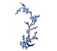 Patchs à appliquer, bleus, à broder, pour vêtements, motif floral, prune, à coudre soi-même, accessoires vestimentaires pour veste et lampe de poche
