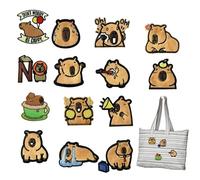 Patchs à repasser animaux pour enfants | Applications décoratives de broderie en forme de capibara | 14 unités applications décoratives pour casquettes, vestes, jeans, sacs à dos uniformes jouets de