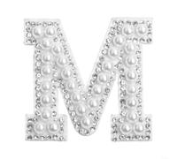 Patchs blancs thermocollants avec bordure Ab Rhinesne - Lettre de l'alphabet A à broder - Pour mariage, vestes, chapeaux, sacs et pantoufles - Accessoires de décoration pour vêtements de bricolage