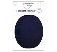 Patchs Bleu Marine Clair thermocollants textiles de renfort. Réparation vêtements genoux et coudes. Format 10,5 × 8 cm. Application facile et durable. Lot de 6