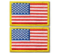 Patchs brodés de drapeau américain tactique Anley (paquet de 2) - Patch emblème à coudre pour uniforme militaire des États-Unis de 2 "x 3" - Boucle et attaches à crochets pour la fixation