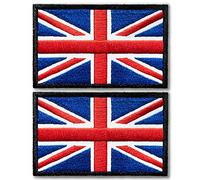 Patchs brodés de drapeau britannique Anley tactique (paquet de 2) - Uniforme militaire de drapeau britannique de 2 "x 3" à coudre sur un patch d'emblème - Attaches auto-agrippantes
