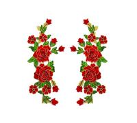 Patchs brodés de fleurs de Rose, 2 pièces/paire, for vêtements, robe, chapeau, sac, Jeans, artisanat appliqué, accessoires for vêtements Pour Réparation(Red)