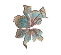 Patchs brodés en bandes de fleurs, 2 pièces, 19cm x 14cm, Organza à paillettes for vêtements, autocollants appliqués coudre sur les Parches(Turquoise)