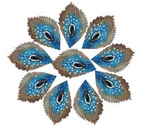 Patchs brodés Plumes de Paon Bleu Ciel, Maille pailletée de phénix, brodées à Coudre sur Patchs, Badges for Robe, décoration DIY, 10 pièces pour vêtements, Sacs à Dos, Produits Faits à la ma